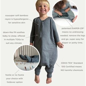 Gunamuna footie sleep sack - sage / 0.5 tog